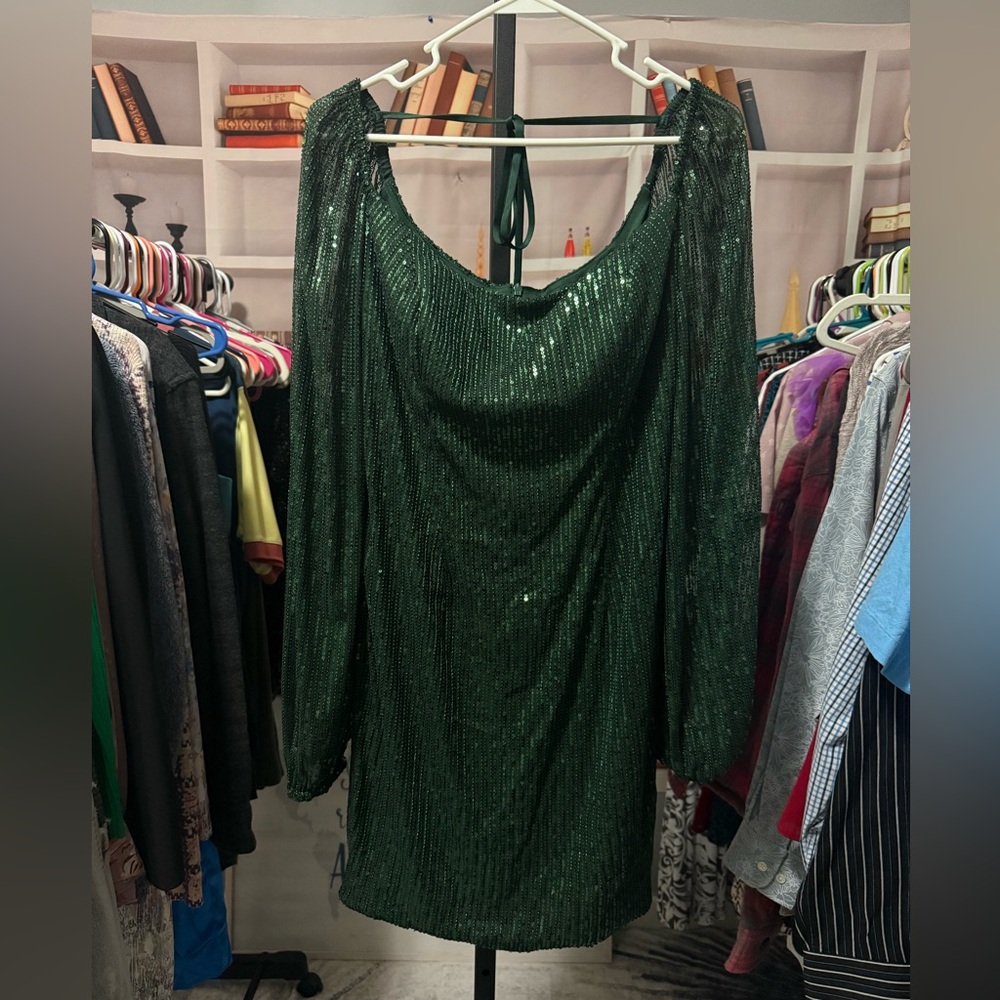 Green Sequin Mini Dress - Elegant Party Dress